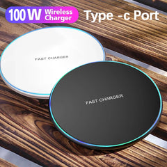 100W Fast Wireless Charger Pad for iPhone 15 14 13 12 11 Pro Max Samsung Galaxy S24 S23 S22 S20 Xiaomi Wireless Charging Station