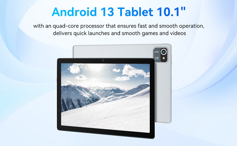 MB1001 10.1 Inch Android 13 Tablet with 6GB RAM 64GB ROM Expandable to 128GB 5000mAh Battery HD Touch Screen WiFi Bluetooth 5