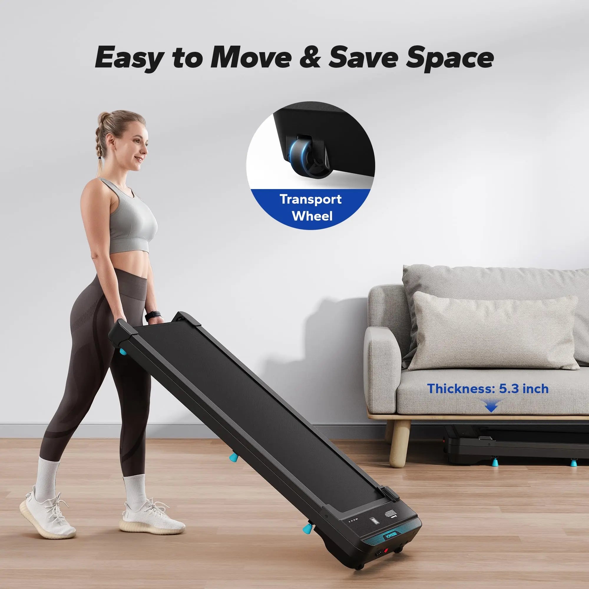 MERACH Walking Pad Small Treadmill for Home&Office Under Desk Treadmill with Max 3.8MPH 40 dB 2in1 Quiet Portable Mini Treadmill