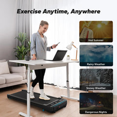 MERACH Walking Pad Small Treadmill for Home&Office Under Desk Treadmill with Max 3.8MPH 40 dB 2in1 Quiet Portable Mini Treadmill