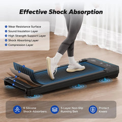 MERACH Walking Pad Small Treadmill for Home&Office Under Desk Treadmill with Max 3.8MPH 40 dB 2in1 Quiet Portable Mini Treadmill