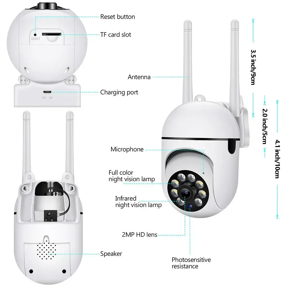 2.4G 1080P Cameras Wifi Video Surveillance IP Outdoor Security Protection Monitor 4.0X Zoom Home Wireless Track Alarm Waterproof