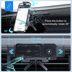 Car Wireless Charger Dual Coil Fold Screen Phone Fast Charging For Samsung Galaxy Z Fold 5 6 Flip 3 4 Air Vent Car Phone Holder