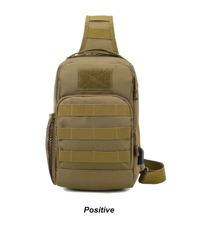 Tactical Shoulder Bag Molle Shoulder Backpacks Sling Daypack Backpack with USB Charging Port Chest Fishing Camping Fanny Pack