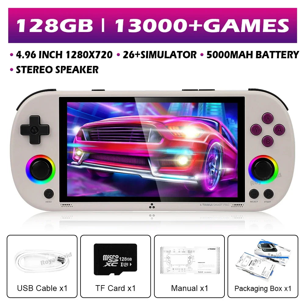 128G 256G Trimui Smart Pro Handheld Game Console 4.96''IPS Screen Linux System Joystick RGB Lighting Retro Video Game Player NEW