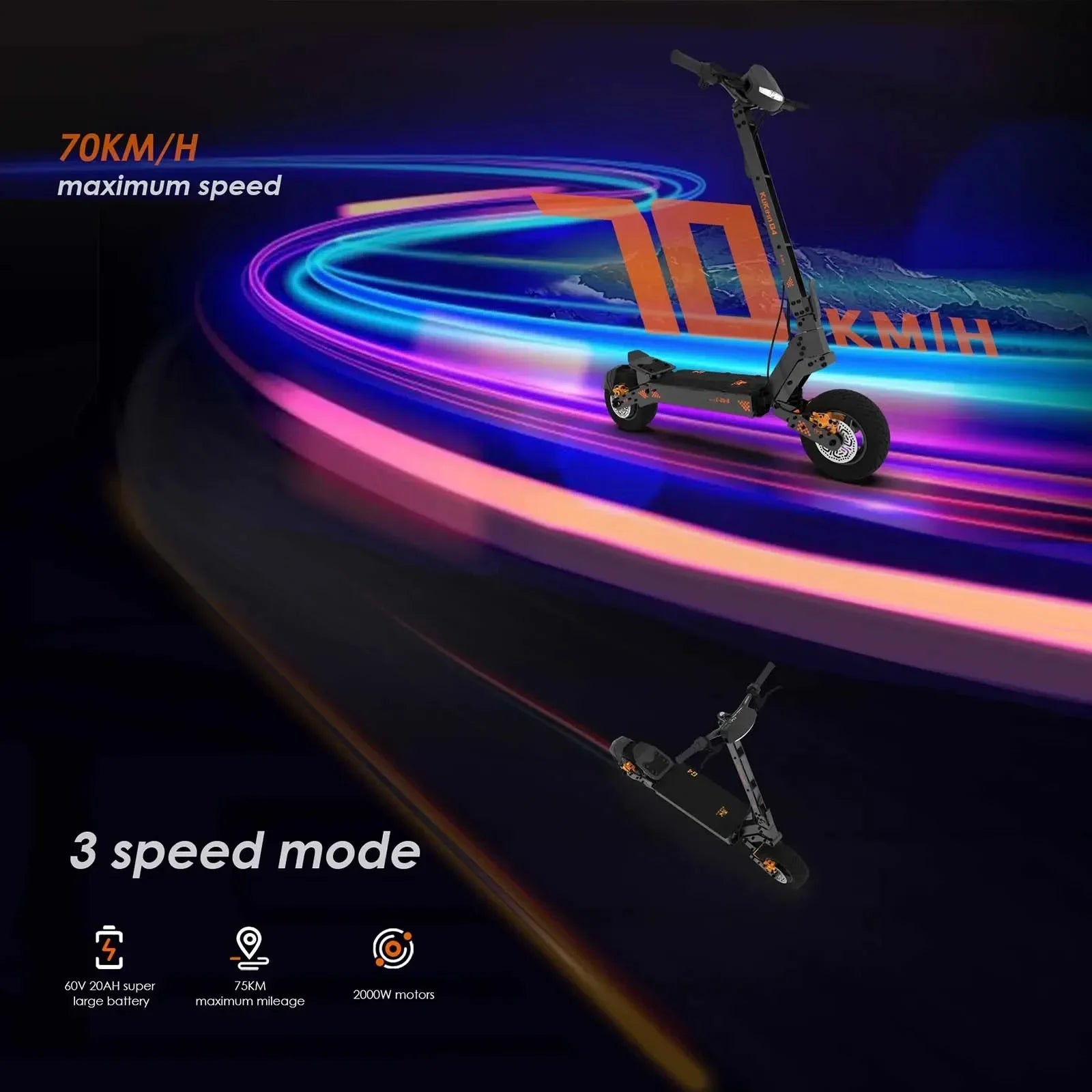 kukirin G4 2000w 60v 20ah electric scooter 11 inch road tyres top speed 70km/h led display foldable high quality Escoote