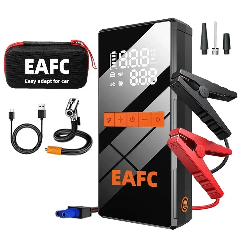 12V Car Jump Starter 4 In 1 Car Wireless Tire Inflator Pump Air Compressor Power Bank Potable Battery Starting Fast Charging