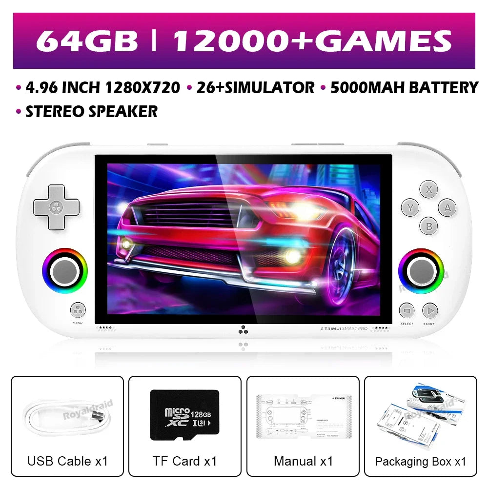 128G 256G Trimui Smart Pro Handheld Game Console 4.96''IPS Screen Linux System Joystick RGB Lighting Retro Video Game Player NEW