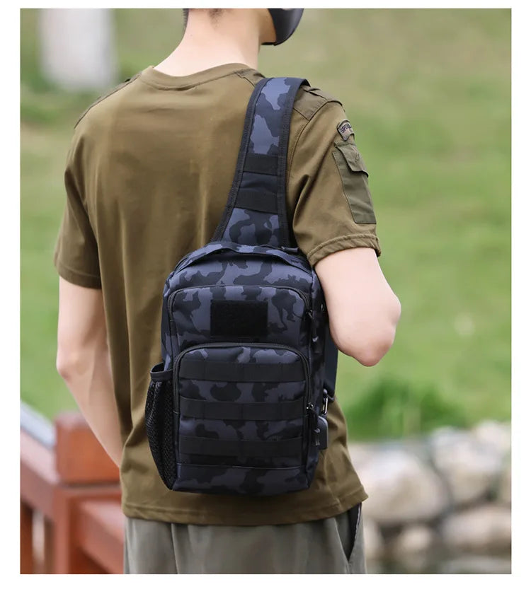 Tactical Shoulder Bag Molle Shoulder Backpacks Sling Daypack Backpack with USB Charging Port Chest Fishing Camping Fanny Pack