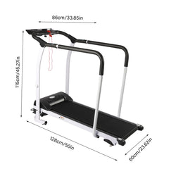 Home Treadmill – 1.0HP Motor, 0.3-3.7 MPH Speed, Adjustable Slopes, Anti-Slip PVC Running Belt, 220lbs Load Capacity, Easy