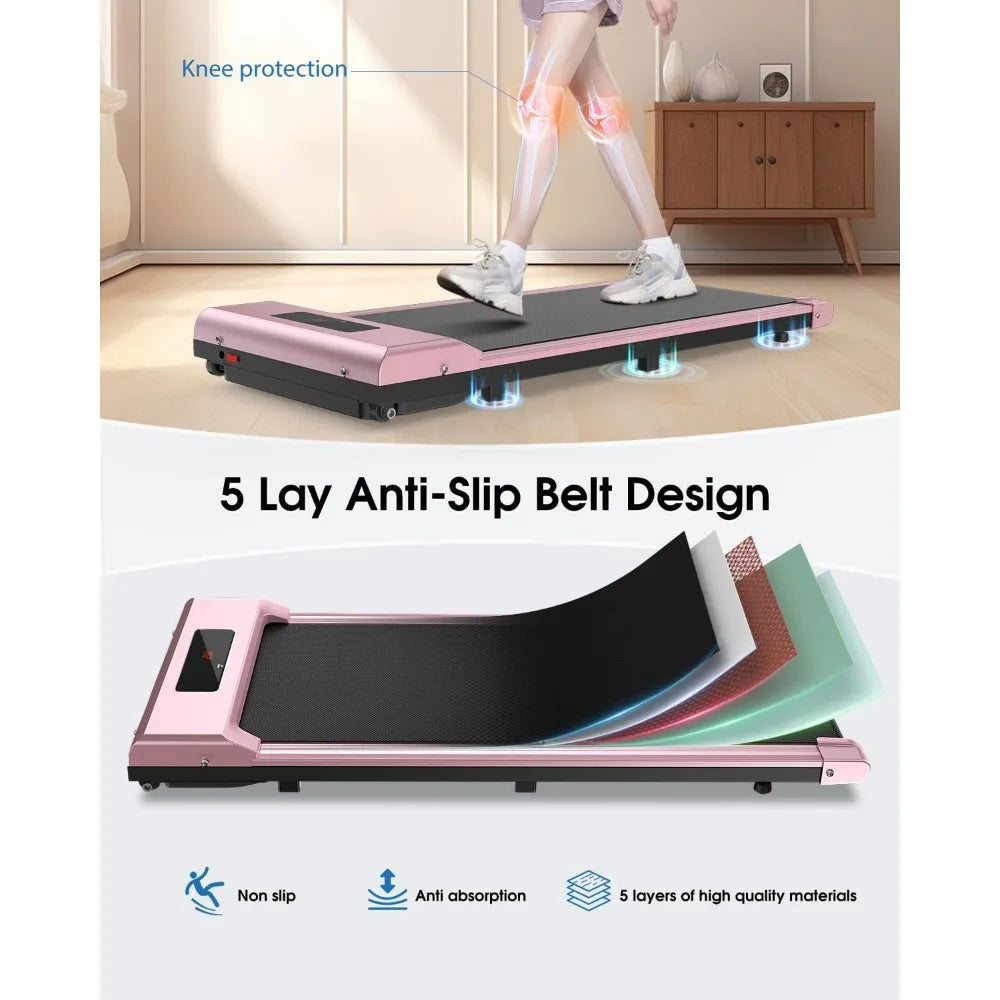 Walking Pad Treadmill 2 in 1, 6.2MPH Under Desk Treadmill Portable, Wide Running Belt, Remote Control, LED Display