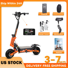 Arwibon 5600W Adult Electric Scooter Dual Motor Top Speed 50MPH,60V27AH, 11-inch Off-Road Tires Sport Folding eScooter with Seat