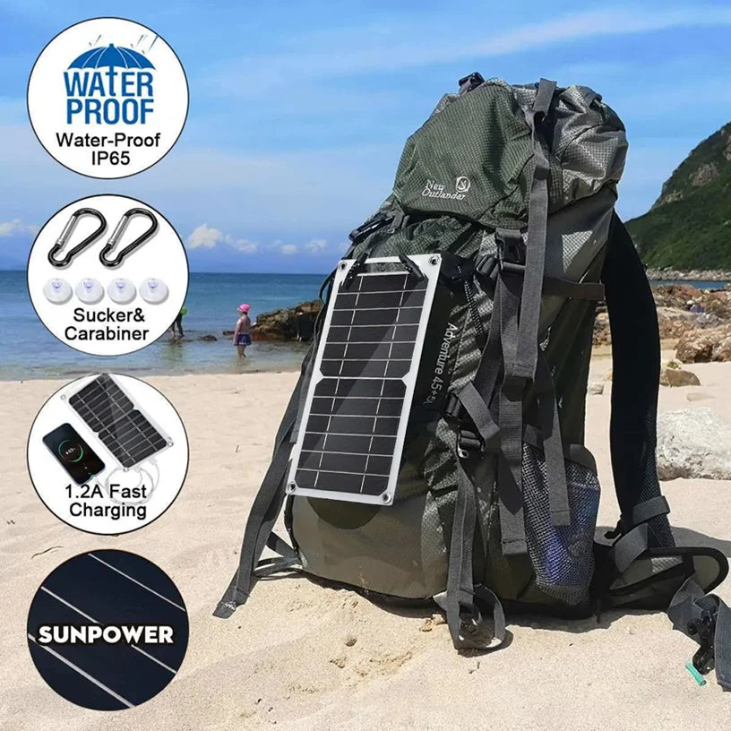 Wholesale Solar Panel 1-14pcs USB Waterproof Outdoor Hiking  Camping Portable Battery Mobile Phone Charging Bank  Charging Panel