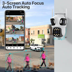 Three Lens PTZ IP Camera Outdoor 6K HD Three Screen WiFi Security Camera Auto Tracking 4K Dual Len Wirelss CCTV Camera iCsee