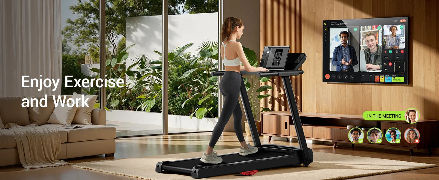 3.0HP Brushless Foldable Home Treadmill | 300LB Capacity | HR Monitor & Dual Shock Absorption | Cup/Phone Holder | Quiet Design