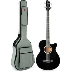 Best Choice Products Acoustic Electric Bass Guitar, Full Size 4 String, Fretted Bass Guitar w/Padded Gig Bag - Black