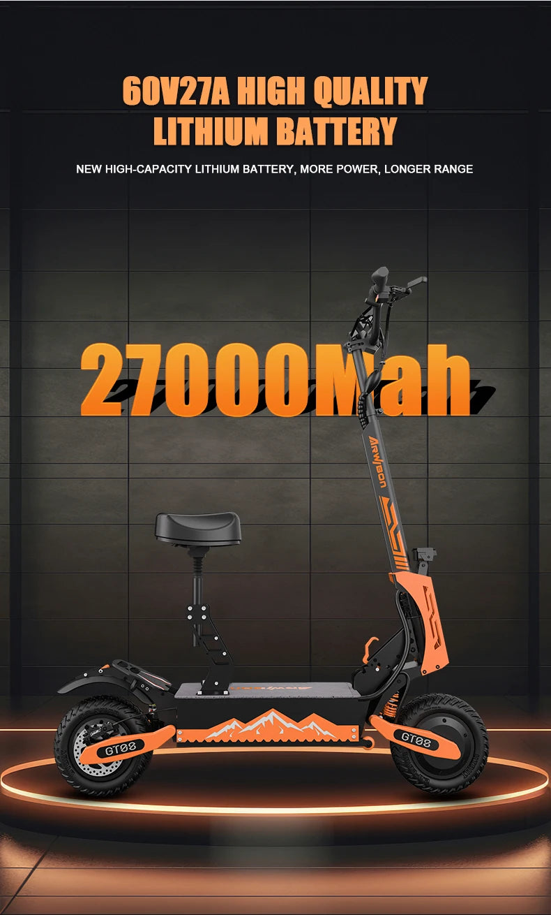 Arwibon 5600W Adult Electric Scooter Dual Motor Top Speed 50MPH,60V27AH, 11-inch Off-Road Tires Sport Folding eScooter with Seat