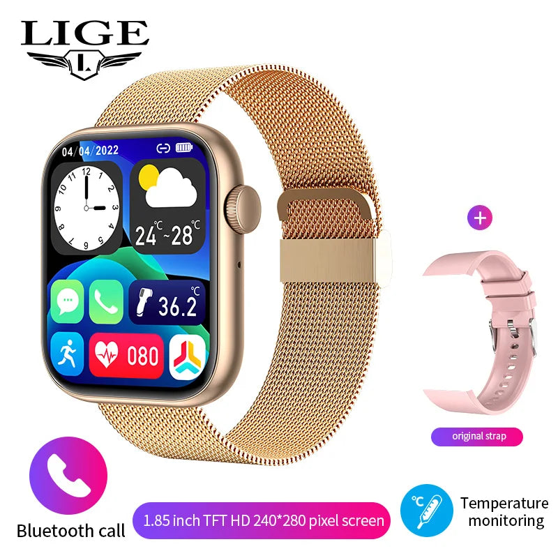 LIGE New Smart Watch 2025 Wireless Charging Smartwatch Bluetooth Calls Men Women Smartwatches Fitness Bracelet Custom Watch Face