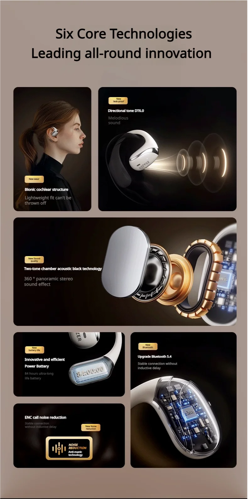 [Powerful Sound] Lenovo ERAZER X9 Wireless Headphones OWS Sports Open Bluetooth Earphones with Mic Noise Reduction Waterproof