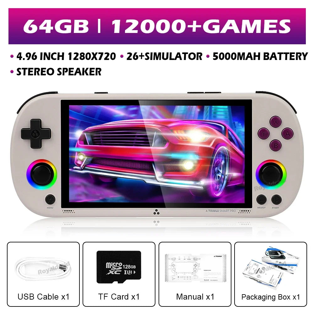 128G 256G Trimui Smart Pro Handheld Game Console 4.96''IPS Screen Linux System Joystick RGB Lighting Retro Video Game Player NEW