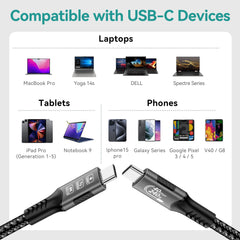 8K USB4 Type C Cable 40Gbps 240W PD3.1 QC4.0 For Samung Thunderbolt 4 Fast Charging Cable Thunderbolt3 USB C to C Data Transfer