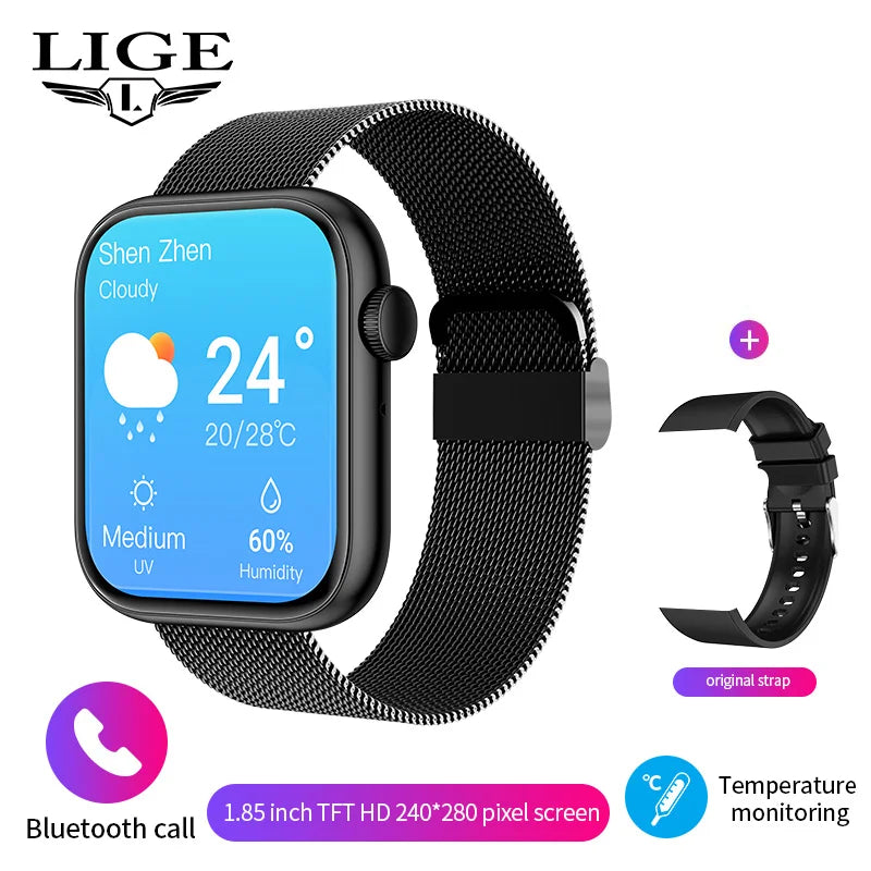 LIGE New Smart Watch 2025 Wireless Charging Smartwatch Bluetooth Calls Men Women Smartwatches Fitness Bracelet Custom Watch Face