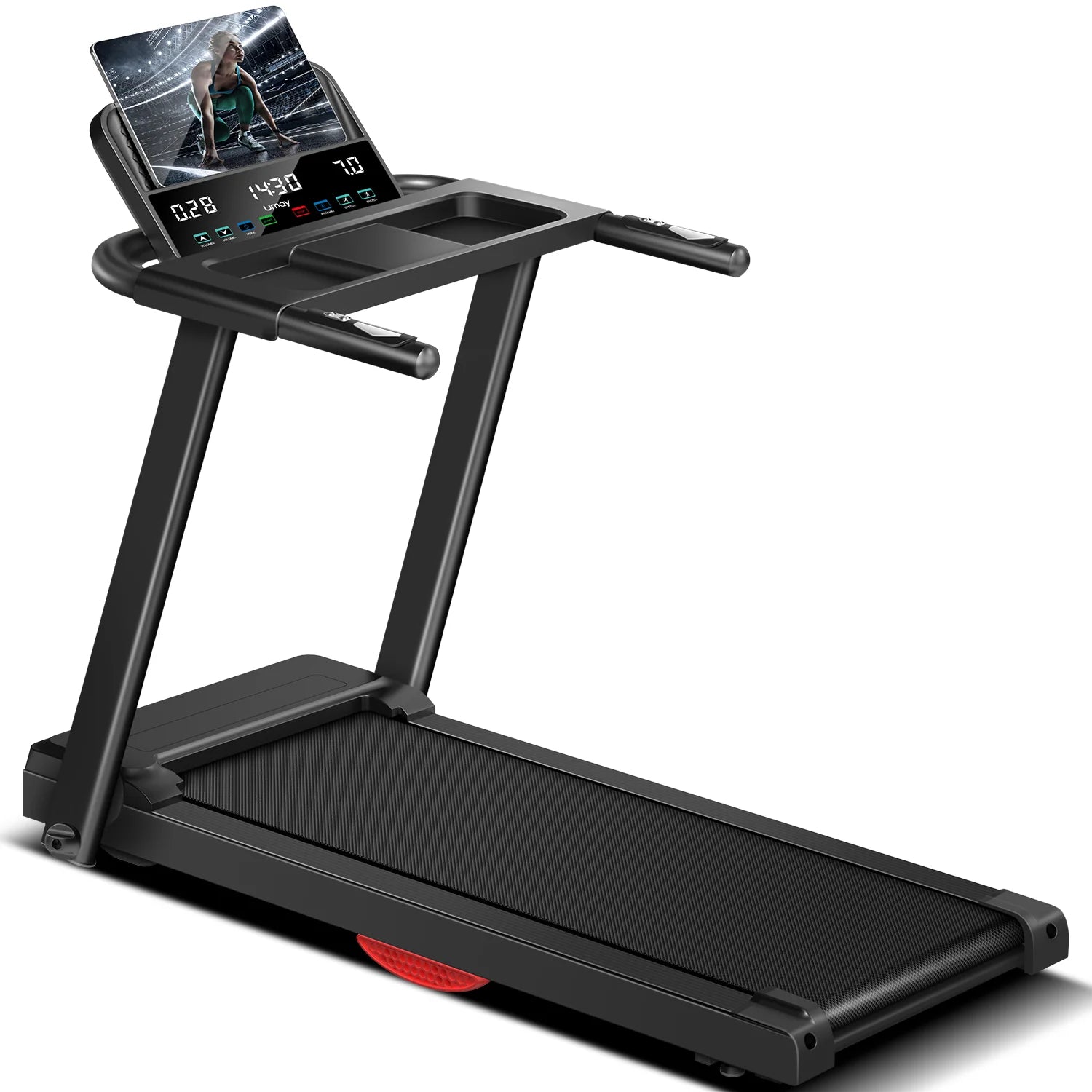 3.0HP Brushless Foldable Home Treadmill | 300LB Capacity | HR Monitor & Dual Shock Absorption | Cup/Phone Holder | Quiet Design