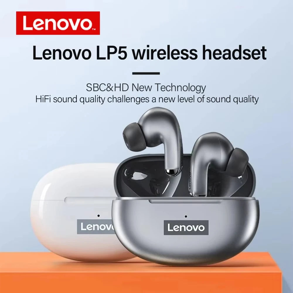 Choice Lenovo LP5 Wireless Bluetooth Earphone Fast Charging Long Endurance HD Call With Microphone Sports Waterproof Headset