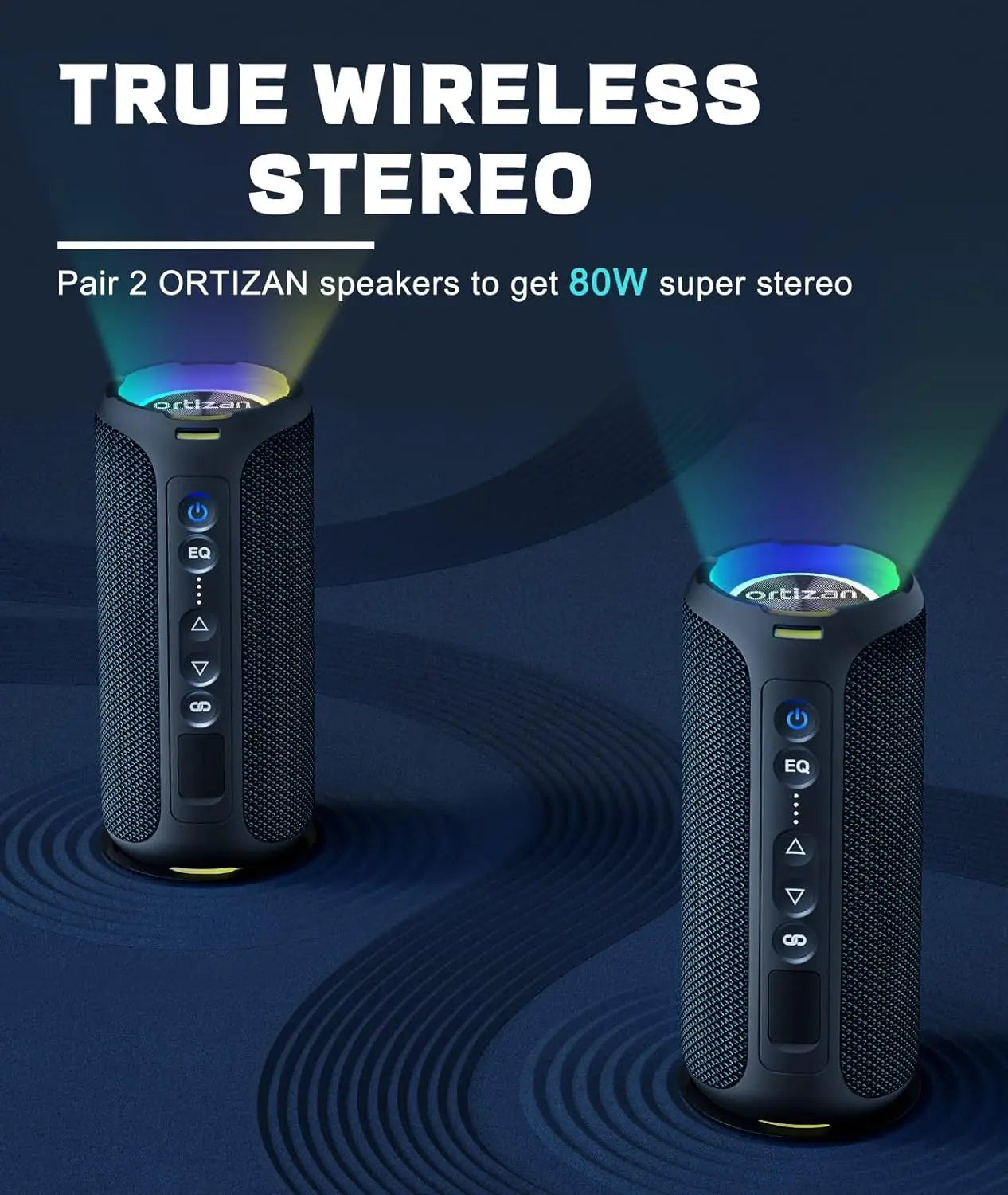 Ortizan Bluetooth Speakers 40W Enhanced Bass Portable Outdoor Wireless Speaker