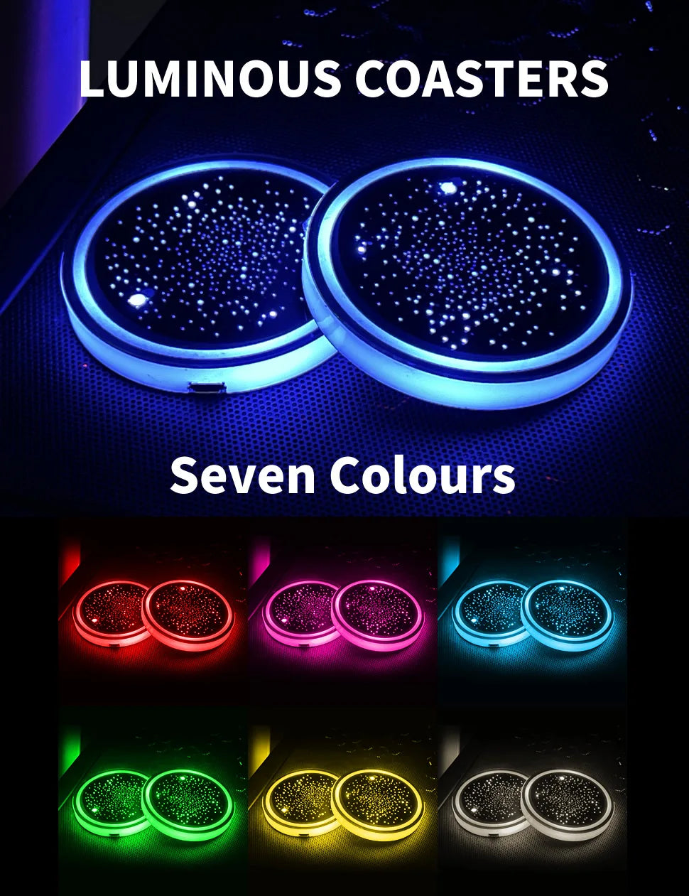 2PCS LED Cup Holder Lights for Car