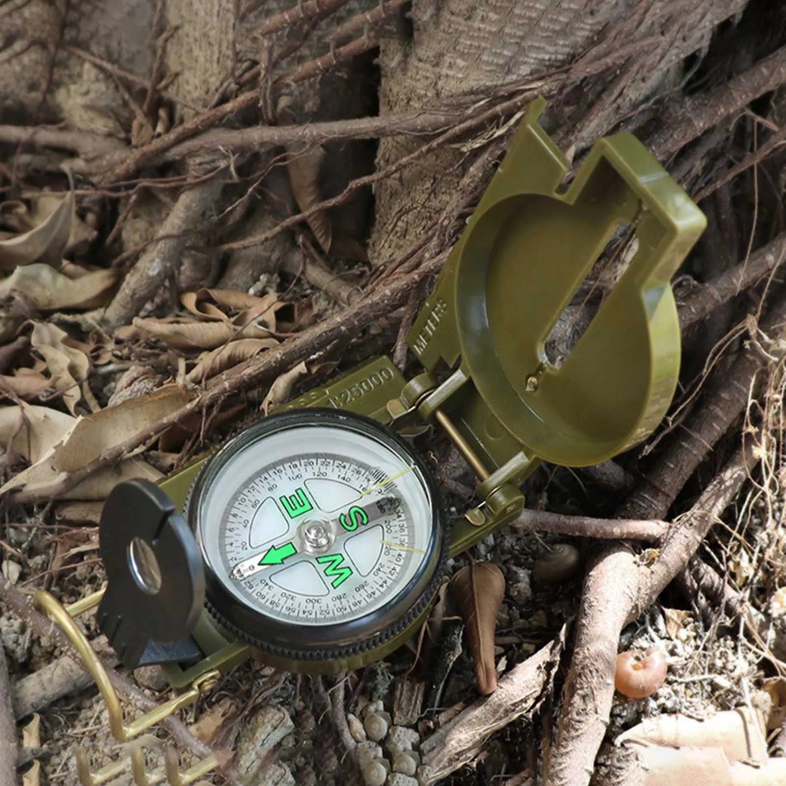 Multi-functional Portable Compass Phosphorescent Lensatic Compass for Hiking Camping Navigation Survival