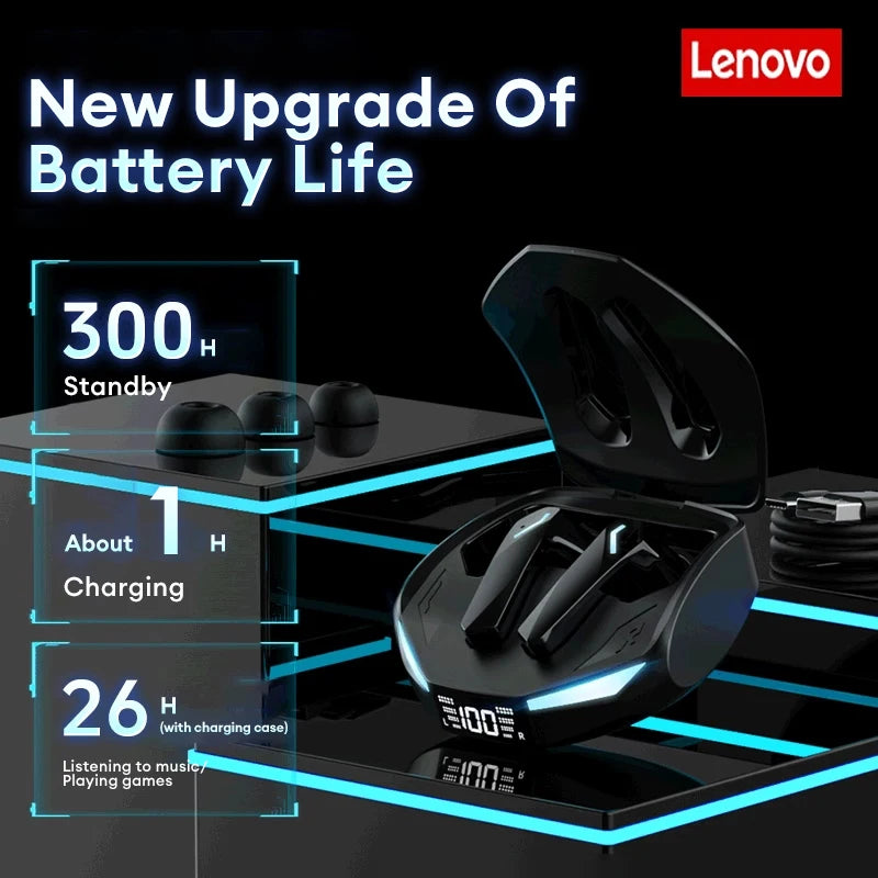 New Lenovo GM2 PRO MAX Wireless Bluetooth 5.4 Earphones LED Digital Display Waterproof Earbuds Noise Cancelling Gaming Headset