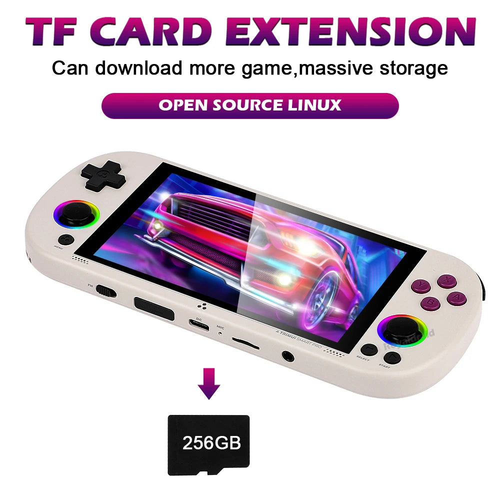 128G 256G Trimui Smart Pro Handheld Game Console 4.96''IPS Screen Linux System Joystick RGB Lighting Retro Video Game Player NEW