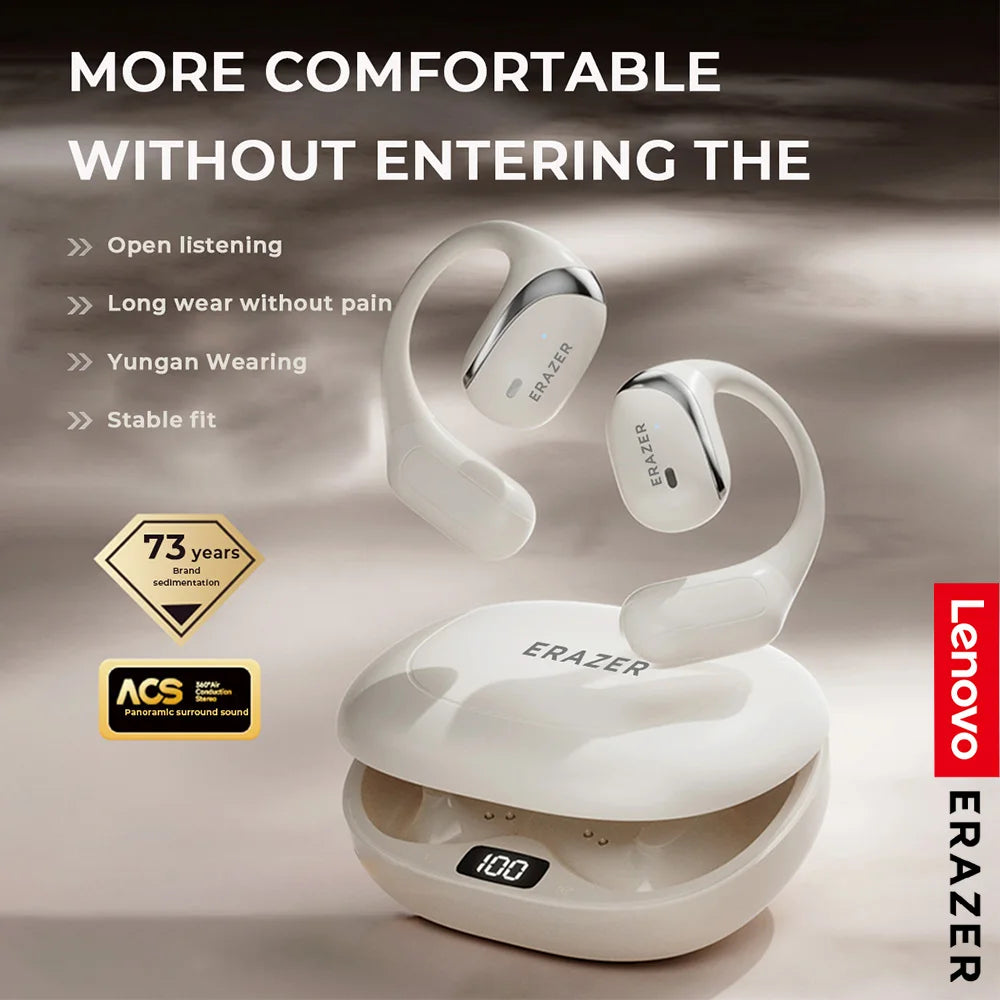 [Powerful Sound] Lenovo ERAZER X9 Wireless Headphones OWS Sports Open Bluetooth Earphones with Mic Noise Reduction Waterproof