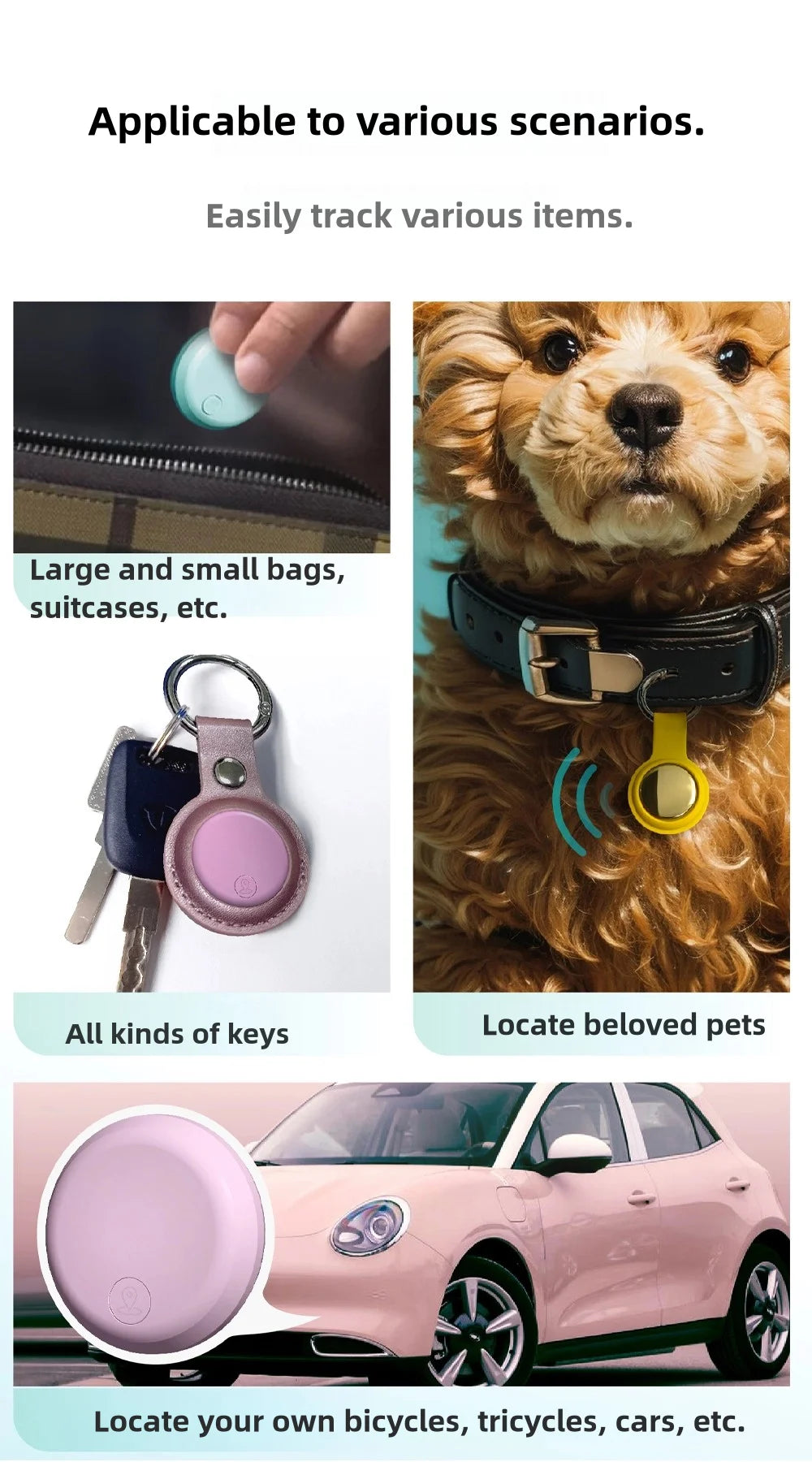 Smart Airtag Bluetooth GPS Tracker Work with Android&iOS System Air Tag Tracker Mini Locator Pet Key Finder