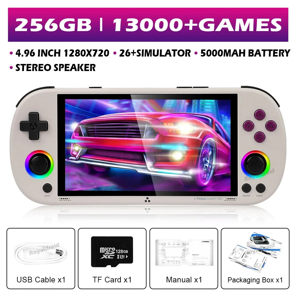 128G 256G Trimui Smart Pro Handheld Game Console 4.96''IPS Screen Linux System Joystick RGB Lighting Retro Video Game Player NEW