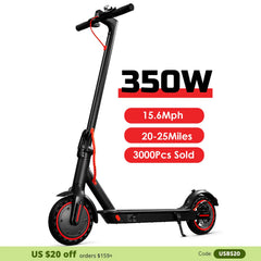 HEZZO 36v 350W 10.4Ah 15.6MPH Electric Scooter Adult HS-04Pro 8.5" Self-Balance Folding Kick Escooter Smart App EU US Warehouse