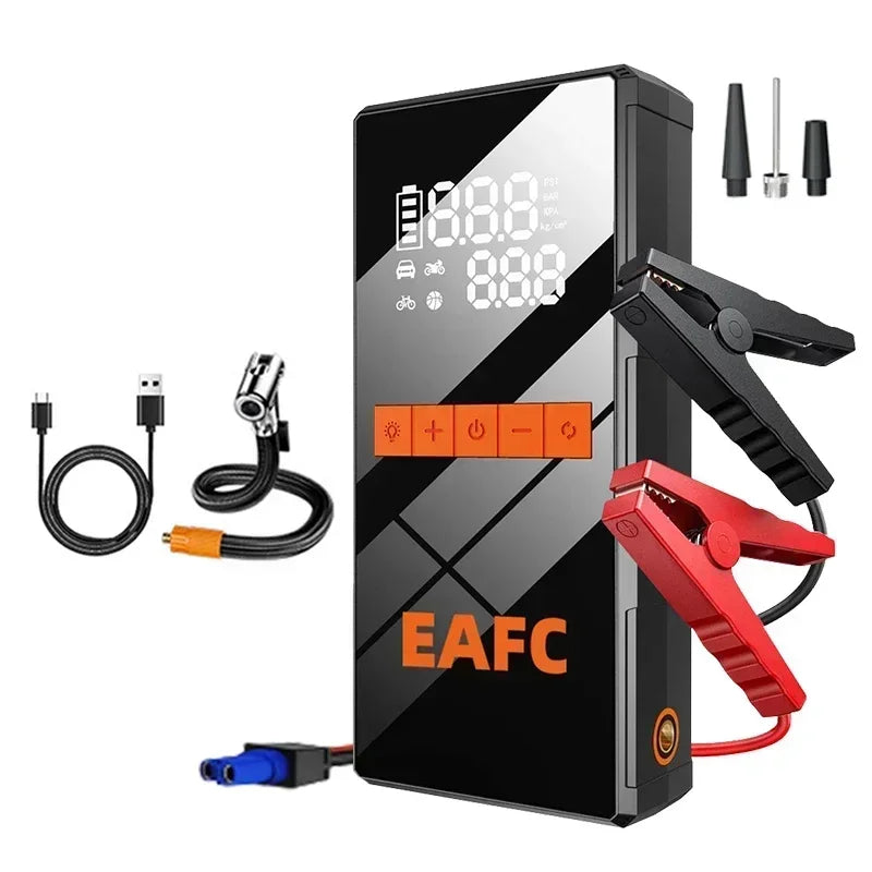 12V Car Jump Starter 4 In 1 Car Wireless Tire Inflator Pump Air Compressor Power Bank Potable Battery Starting Fast Charging