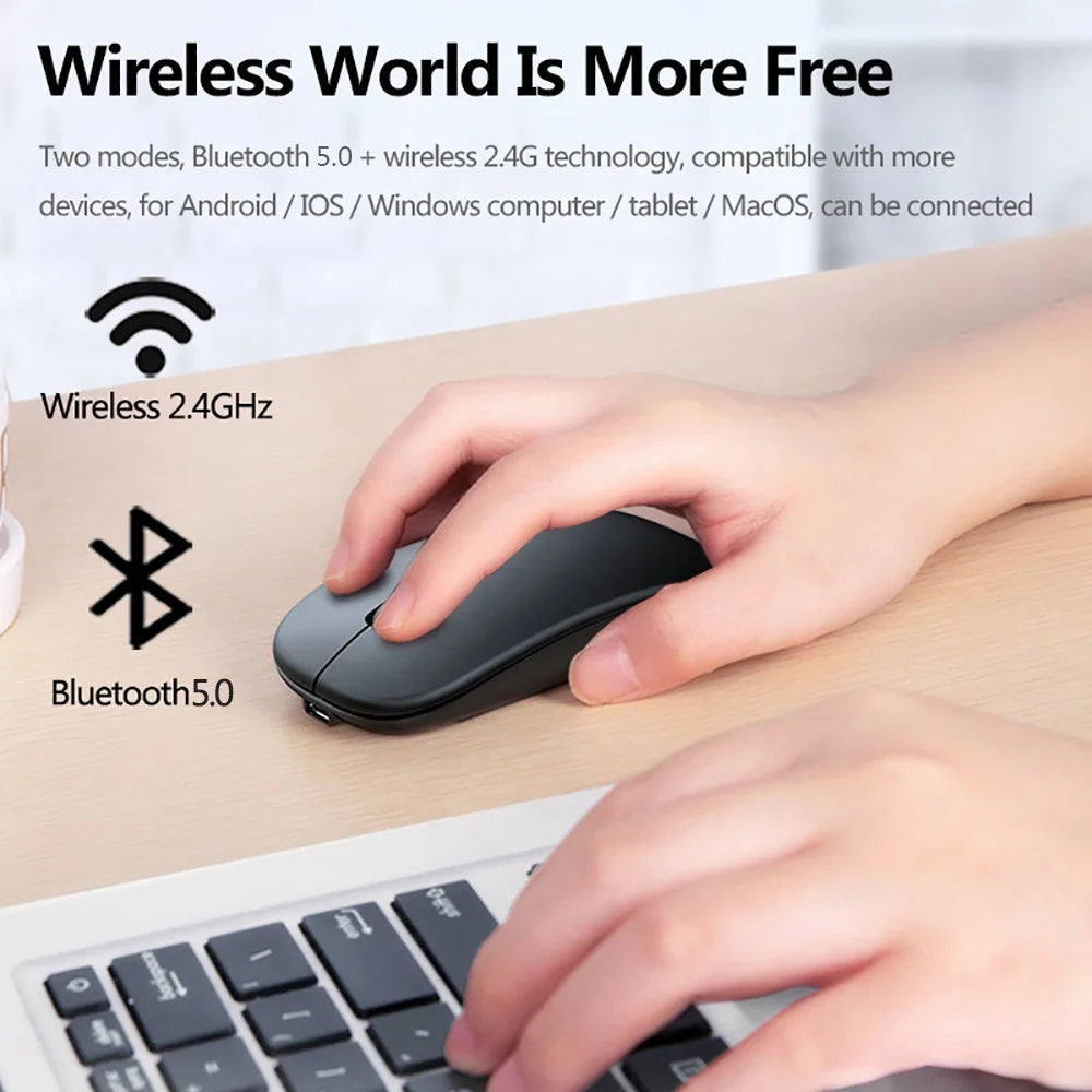 New Bluetooth Wireless Mouse USB Optical Rechargeable Mouse for Computer Laptop PC Macbook Gaming Mouse Gamer 2.4GHz 1600DPI