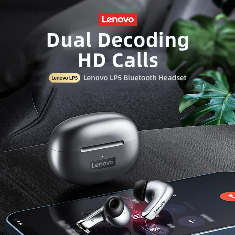 Choice Lenovo LP5 Wireless Bluetooth Earphone Fast Charging Long Endurance HD Call With Microphone Sports Waterproof Headset