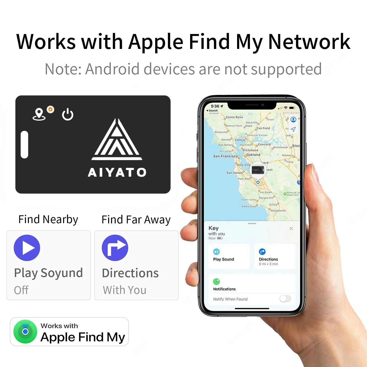 Bluetooth Ultrathin Wallet Finder Card Magnetic Charging Tracker Card Works with Apple Find My (iOS Only) Smart Finder Card