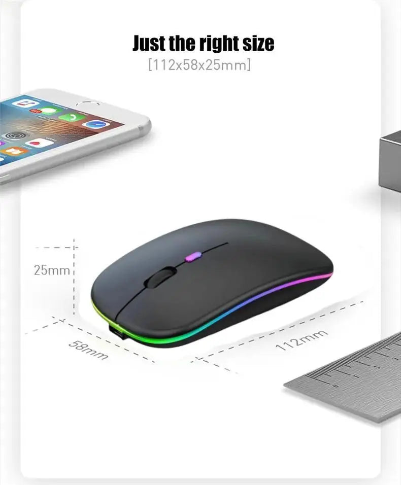 Wireless Mouse Rechargeable Silent LED Backlit Mice PC Laptop Computer Mous 2.4Ghz Receiver Bluetooth Dual Mode Optical Mice