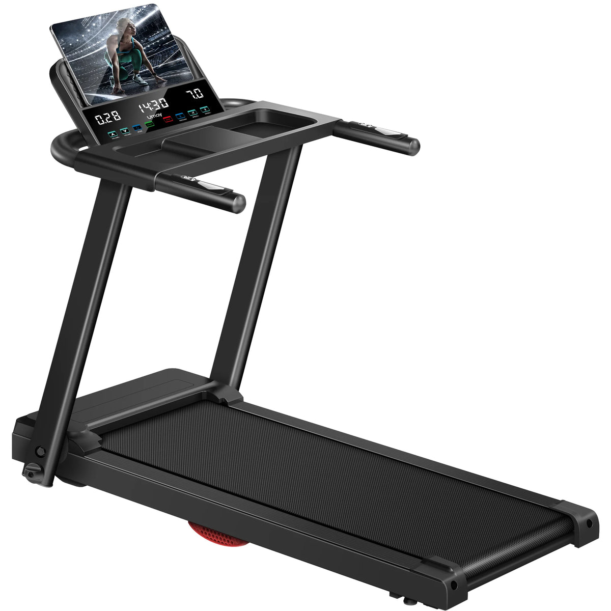 3.0HP Brushless Foldable Home Treadmill | 300LB Capacity | HR Monitor & Dual Shock Absorption | Cup/Phone Holder | Quiet Design