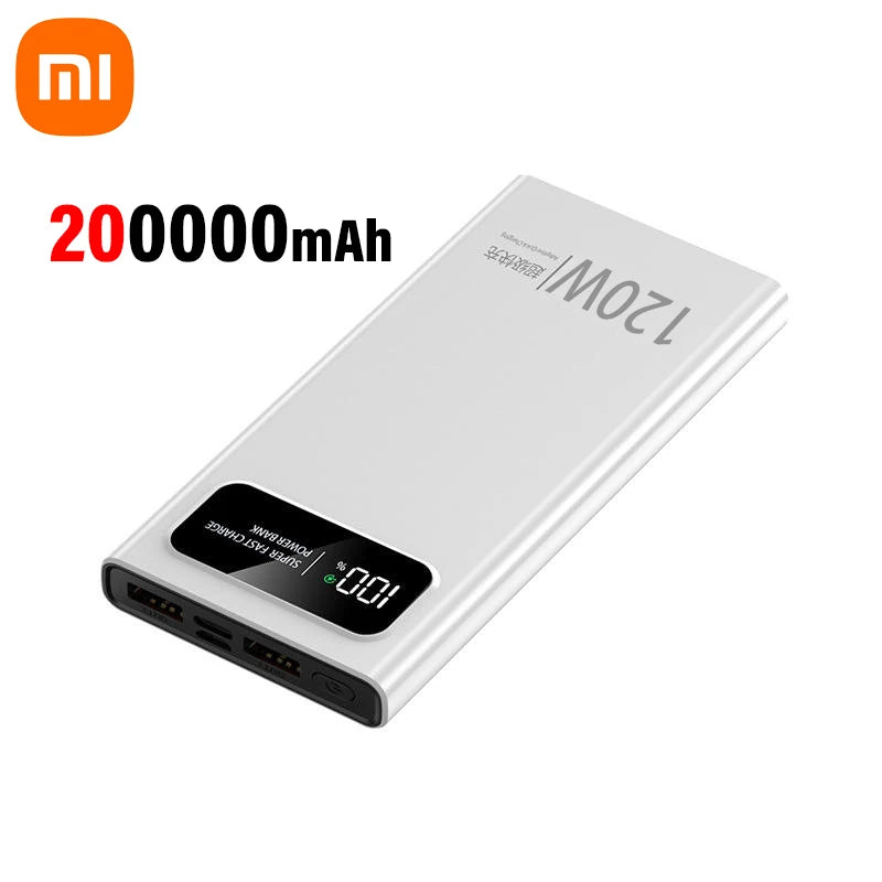 Xiaomi 200000mAh 120W Power Bank Super Fast Charging Battery High Capacity Digital Display Power Bank For iPhone Samsung Huawei