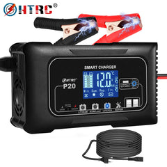 HTRC 20A 12V-24V Smart Battery Charger for Motorcycle Car Battery Repair Auto Moto Lead Acid AGM GEL PB Lithium LiFePo4 Batteri