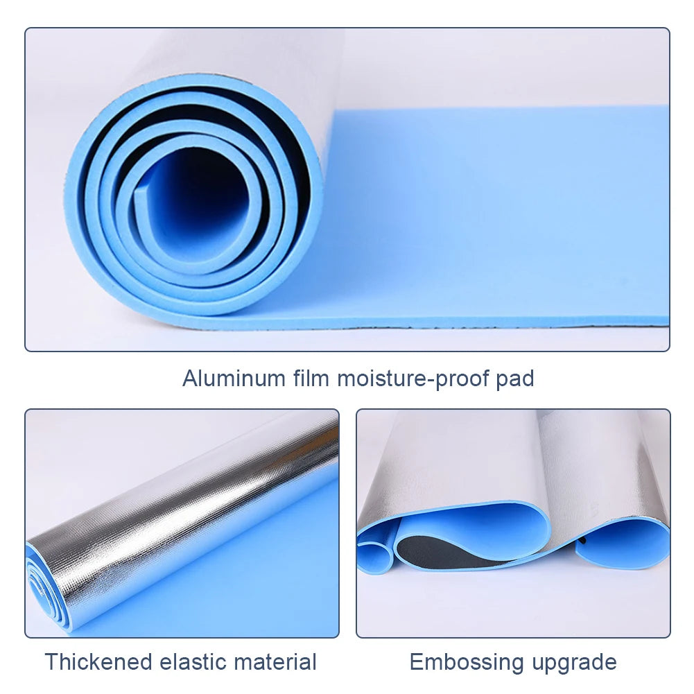Waterproof Yoga Mat EVA Exercise Pad Thickened Aluminum Membrane Exercise Mat Portable Multifunction for Gym Workout