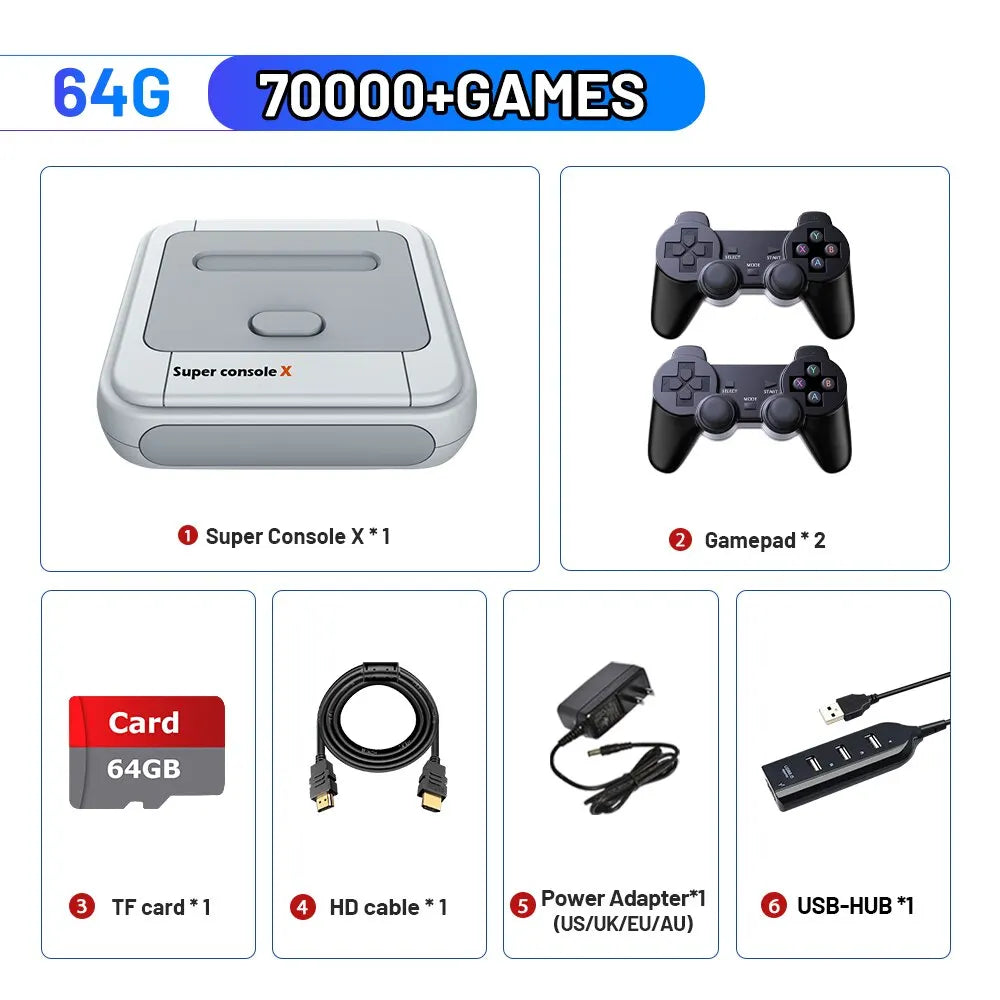 KINHANK Game Box Super Console X Retro Video Game Console Support 90000 Games 50 Emulators for PS1/PSP/MAME/DC with Controllers