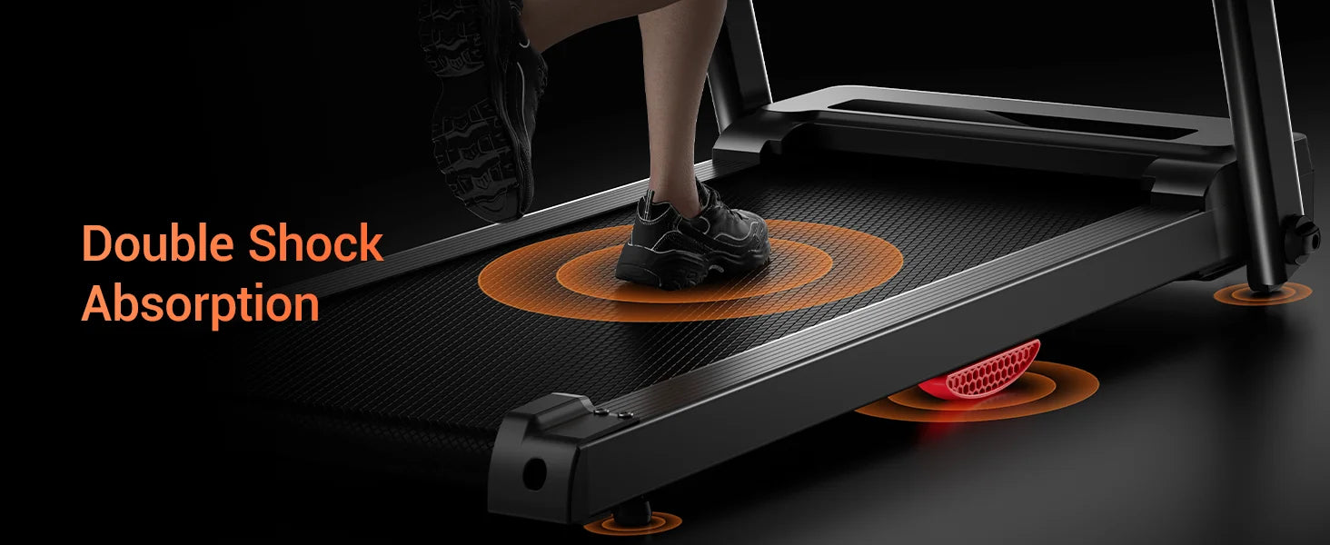 3.0HP Brushless Foldable Home Treadmill | 300LB Capacity | HR Monitor & Dual Shock Absorption | Cup/Phone Holder | Quiet Design