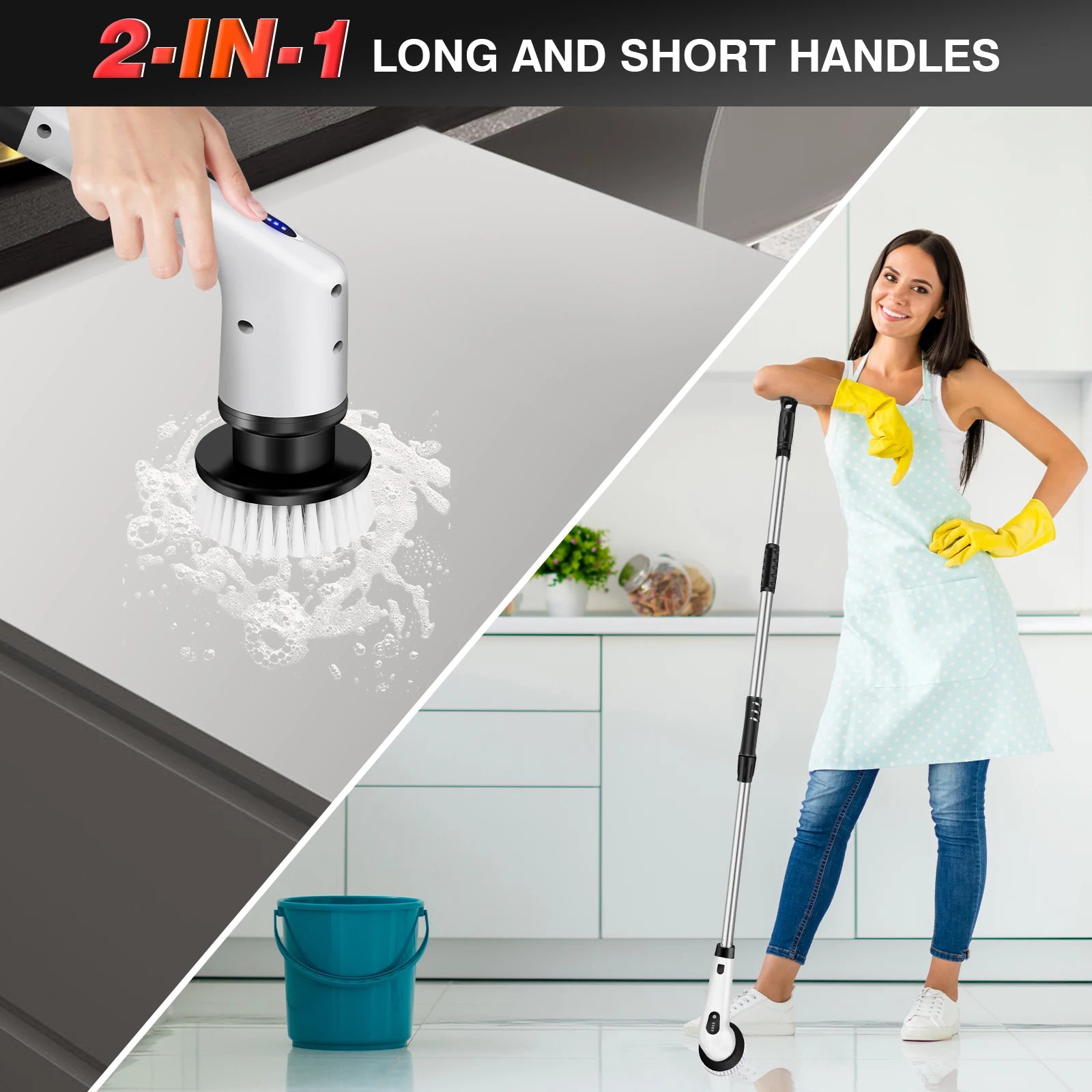 Electric Spin Scrubber Cordless Electric Cleaning Brush with 9 Brush