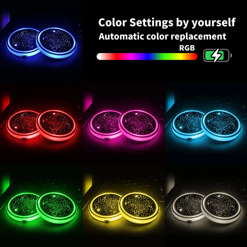 2PCS LED Cup Holder Lights for Car